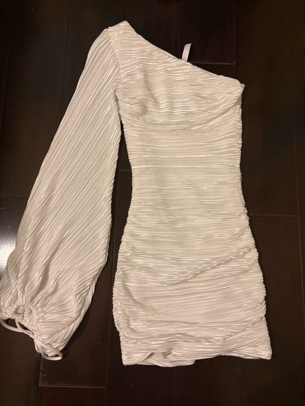 Lucy in the Sky One-Shoulder White Pleated Mini Dress